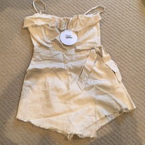 PRINCESS POLLY - Rally Raw Linen Playsuit (Romper) with/without straps